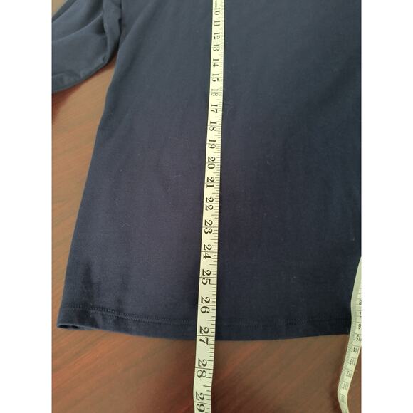 Susan Graver Weekend Embroidered Top Women's Sz L Navy Blue Long Sleeve Popover - Picture 8 of 14